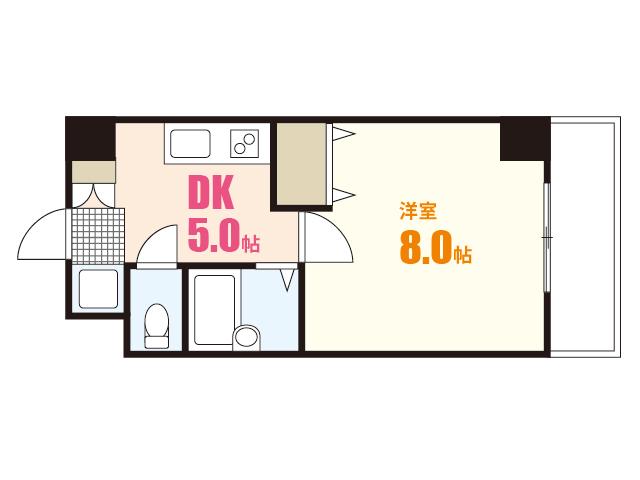 プーテゥジュール4番館(1DK/2階)の間取り写真