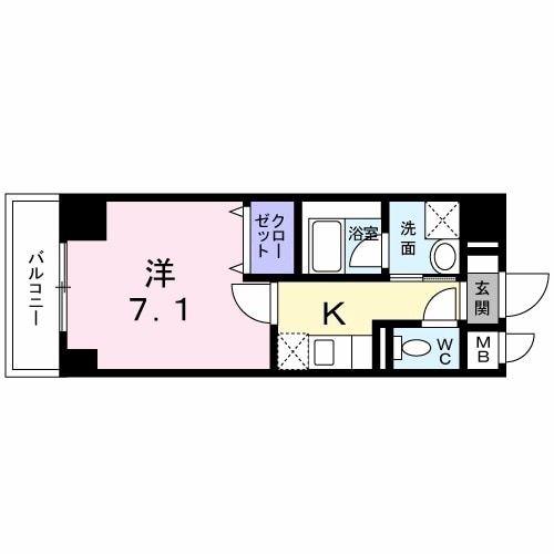 AQUAGARDEN今戸(1K/2階)の間取り写真