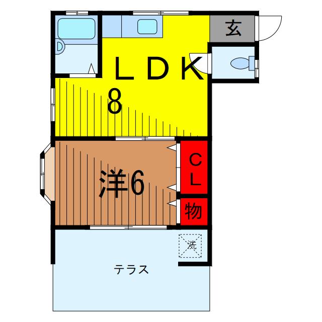 柳コーポ(1LDK/1階)の間取り写真