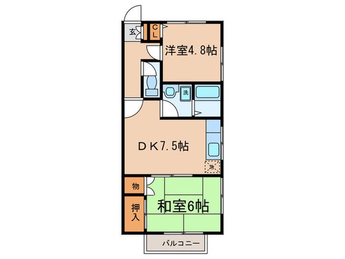 フォレスト小日向(2DK/1階)の間取り写真