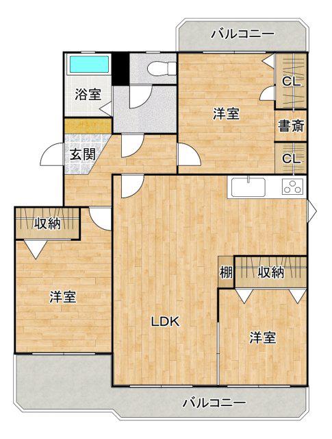 グランピア水上I(3LDK/1階)の間取り写真