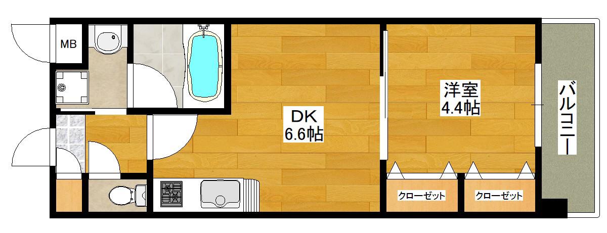 プレジオ江坂(1DK/2階)の間取り写真