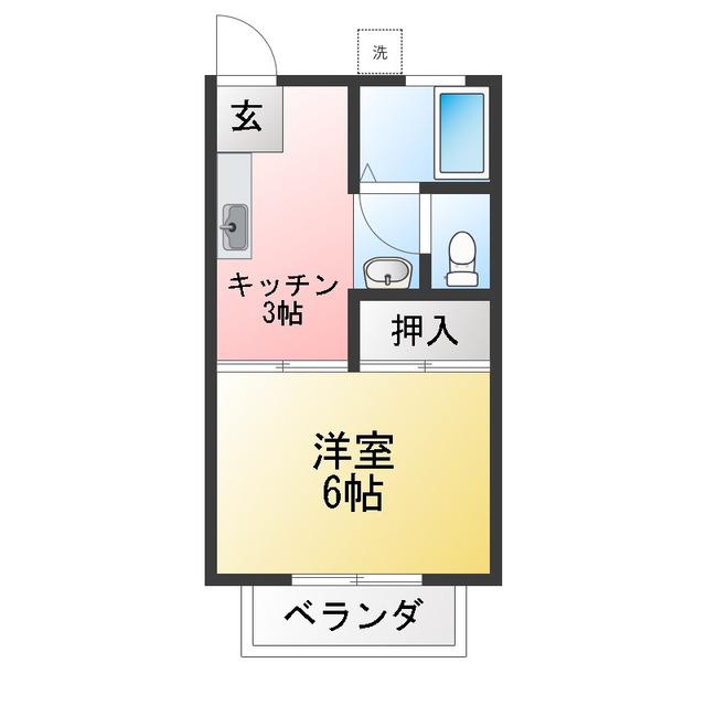 ロイヤル関(1K/2階)の間取り写真