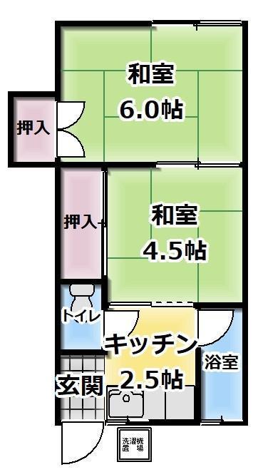 たちばな荘(2K/2階)の間取り写真
