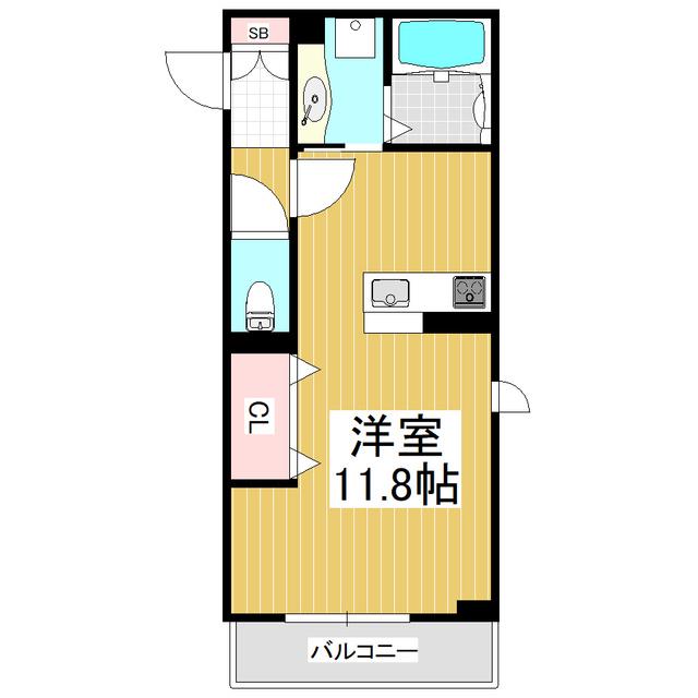 コンフォーティア信大東(ワンルーム/1階)の間取り写真
