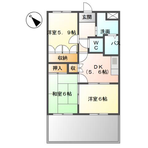 メゾン坂本(3DK/1階)の間取り写真
