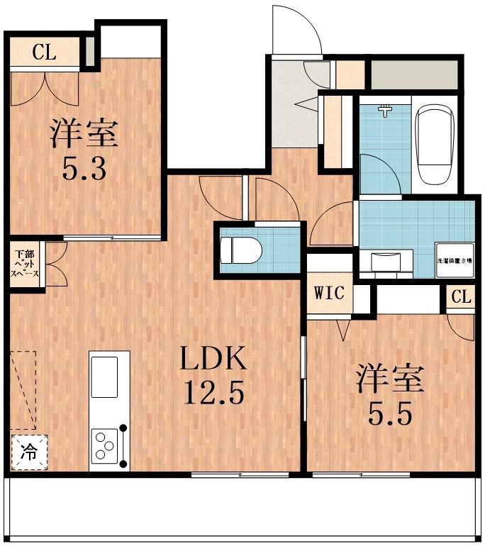 & FUMINOSATO(2LDK/2階)の間取り写真