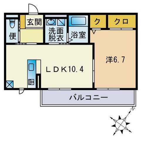 ルーチェ南福岡(1LDK/1階)の間取り写真