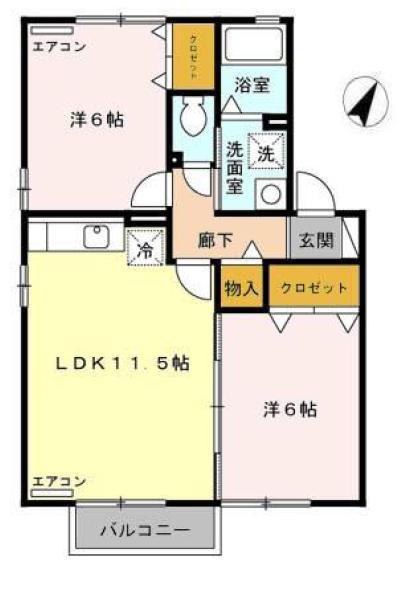ファミール B・C(2LDK/2階)の間取り写真