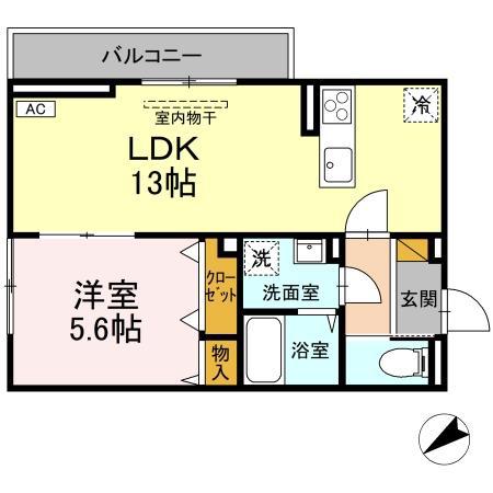 D-INVEST栄町(1LDK/2階)の間取り写真