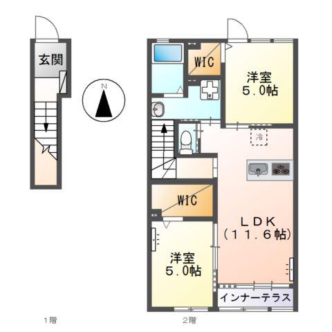 CLARITY (2LDK/2階)の間取り写真