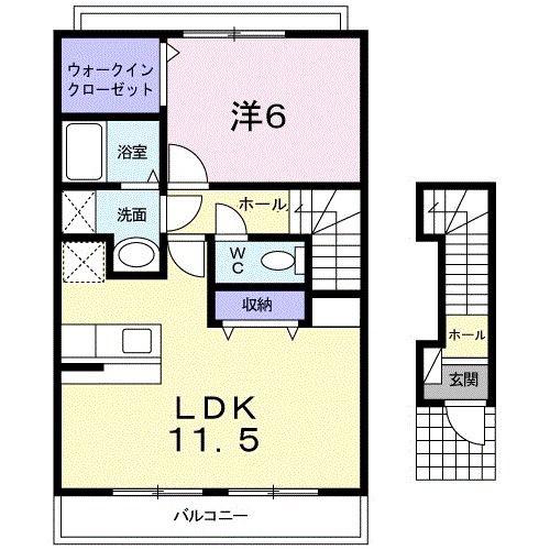 ベル・アンジュE(1LDK/2階)の間取り写真