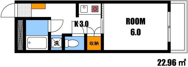 M-1ビル(1K/2階)の間取り写真