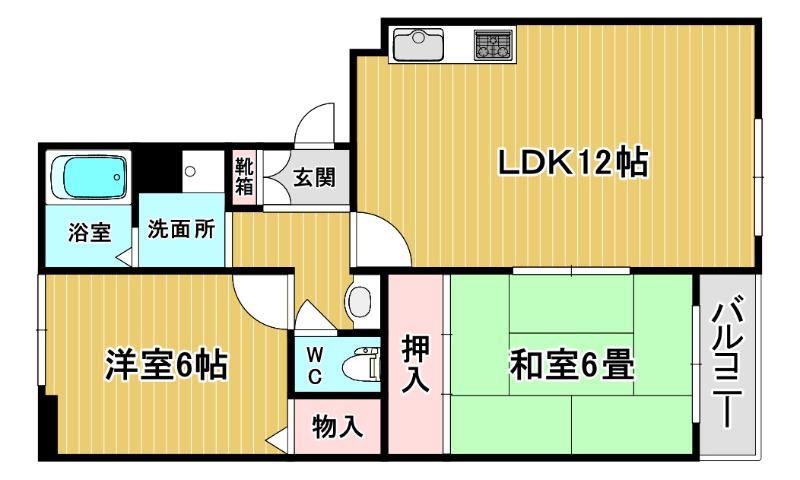 プラムキャッスル(2LDK/1階)の間取り写真