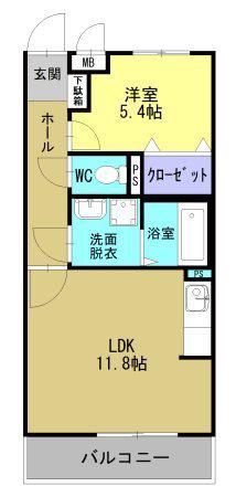 グランシャリオ住吉(1LDK/3階)の間取り写真