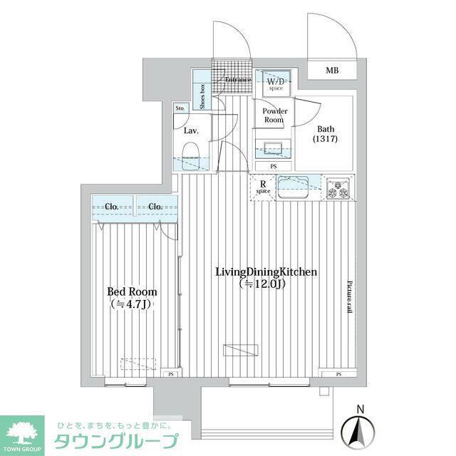 L・BASE押上ノース(1LDK/3階)の間取り写真