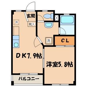 ワンピース(1DK/2階)の間取り写真