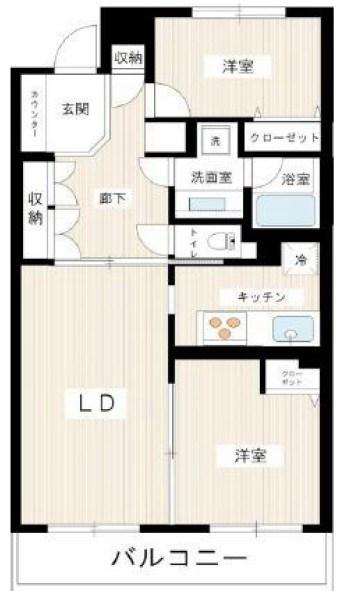 グランベルデ馬込坂(2LDK/1階)の間取り写真