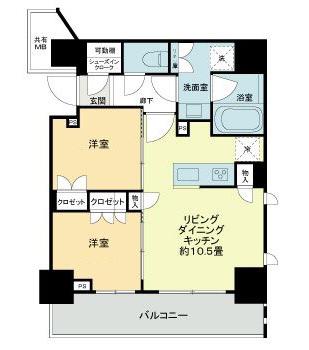 ライオンズ千代田岩本町ミレス-KDA(2LDK/8階)の間取り写真