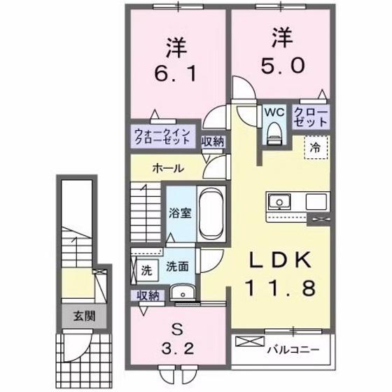 テラス M3 I(2LDK/2階)の間取り写真