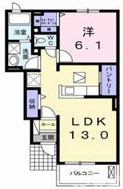 ルミノース・レジューネⅠ(1LDK/1階)の間取り写真