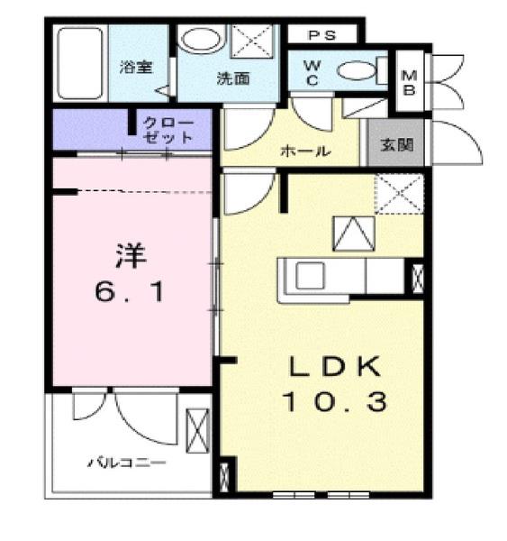 プログレスF(1LDK/2階)の間取り写真