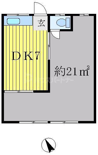 アサイハイツ(1DK/1階)の間取り写真