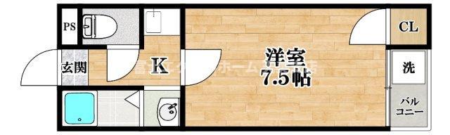 SKグリーンハイツ(1K/2階)の間取り写真