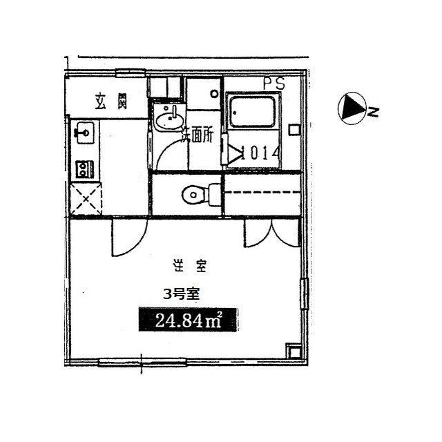 アンプルールフェール和勇(1K/2階)の間取り写真