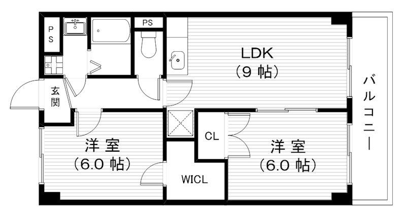 ヴィラージュ(2LDK/8階)の間取り写真