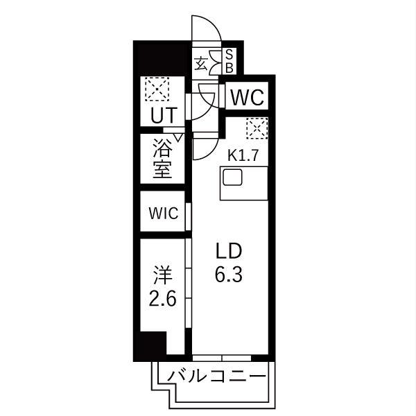 メイクスアート浄心(1LDK/6階)の間取り写真