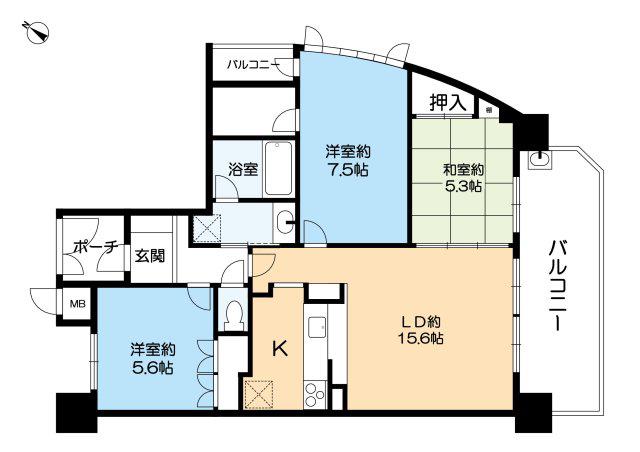 プレステージ豊中桜塚レーヴエッセ(3LDK/12階)の間取り写真