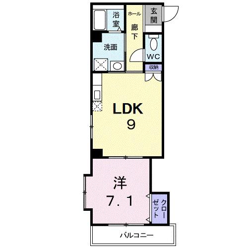 リバ-サイド梶原(1LDK/3階)の間取り写真