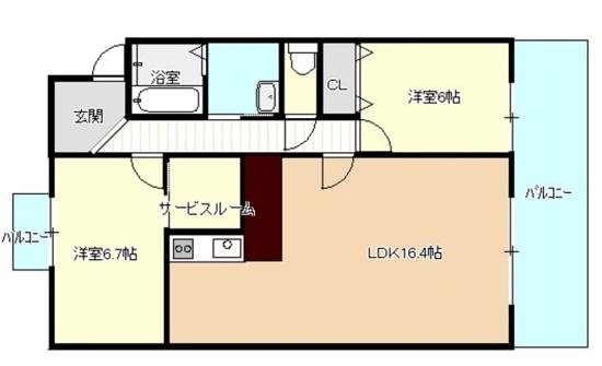 第二稲熊ビル(2SLDK/2階)の間取り写真