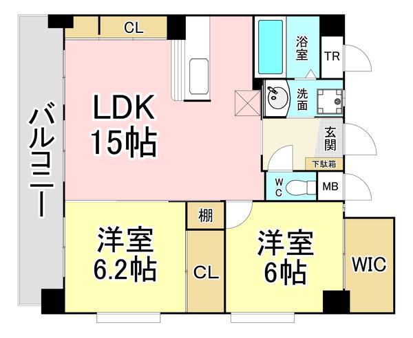 プルーム真鶴(2LDK/10階)の間取り写真