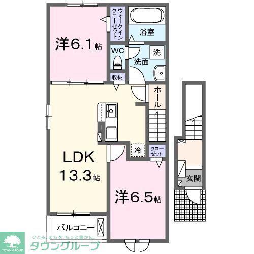 ル・シエル ブルー(2LDK/2階)の間取り写真