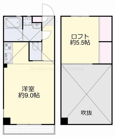 モデラート(1K/2階)の間取り写真