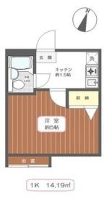 パティオ中川(1K/1階)の間取り写真