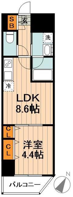 ORANGE PORTE(1LDK/4階)の間取り写真