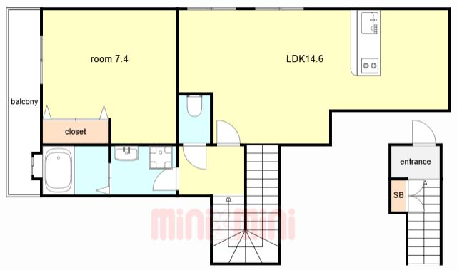 フォート本山中町(1LDK/2階)の間取り写真
