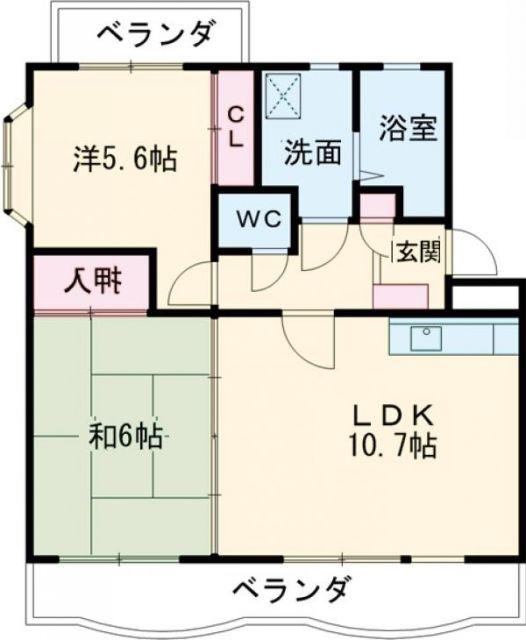 プレミールSUWA(2LDK/2階)の間取り写真