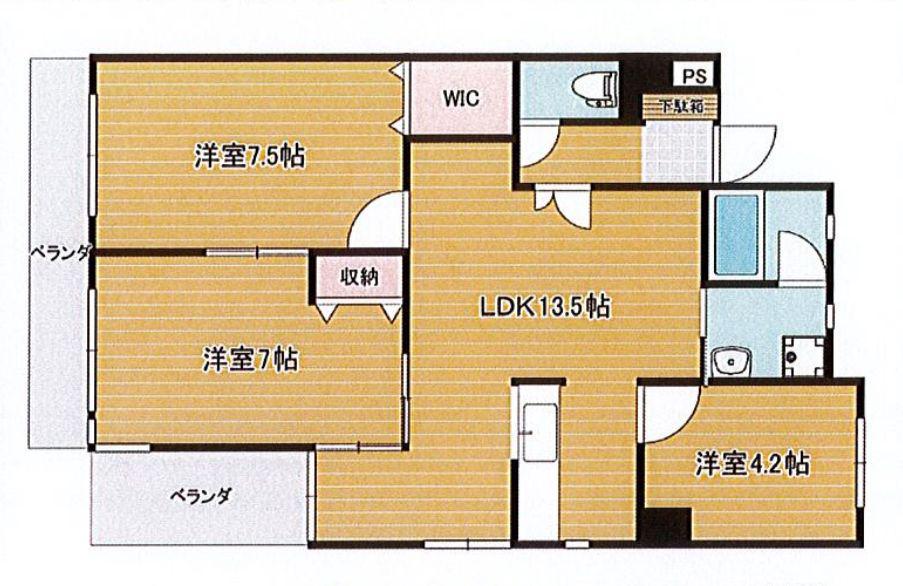 ラクール庭瀬(2SLDK/2階)の間取り写真