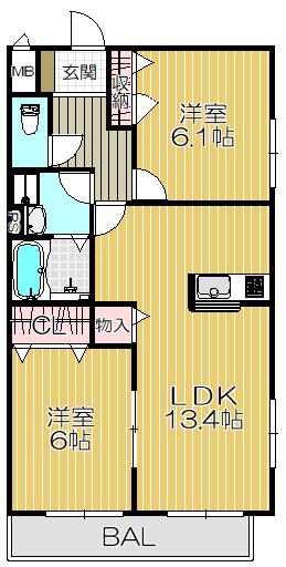 へーベルマンション大久保II(2LDK/1階)の間取り写真