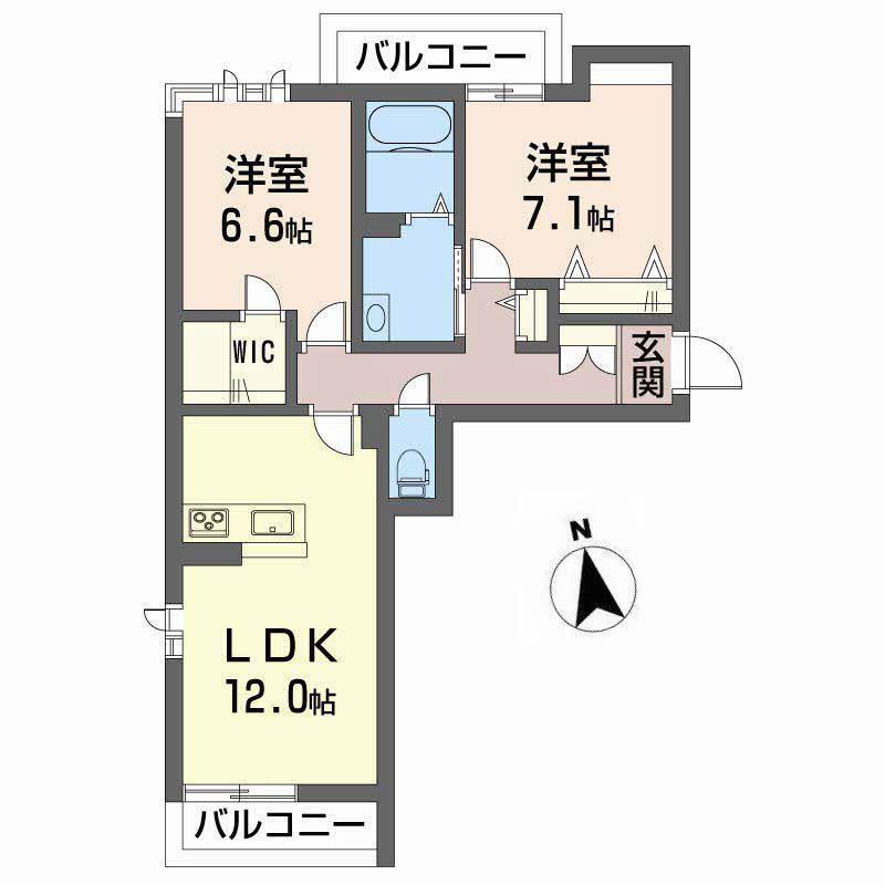 ボヌール レジデンス鷹子(2LDK/3階)の間取り写真