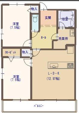 エポカ春江(2LDK/5階)の間取り写真