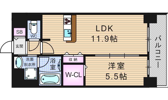 ステラ桜川(1LDK/8階)の間取り写真