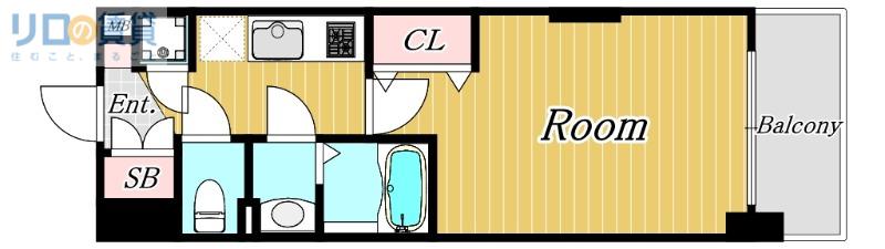 LUXE新大阪α(1K/8階)の間取り写真
