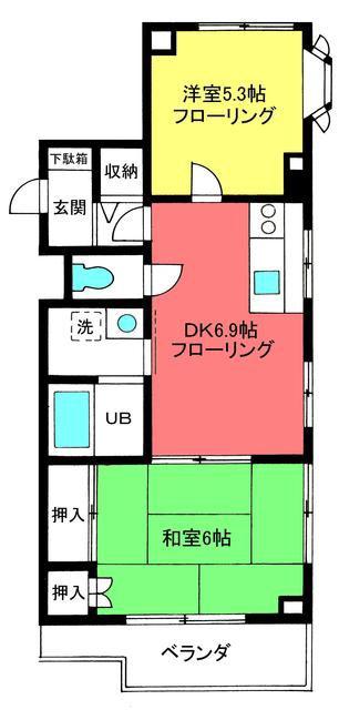 メゾン東(2DK/3階)の間取り写真