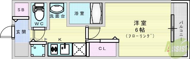 ララプレイス新大阪シエスタ(1K/2階)の間取り写真
