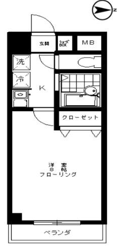 イーストパレス(1K/4階)の間取り写真